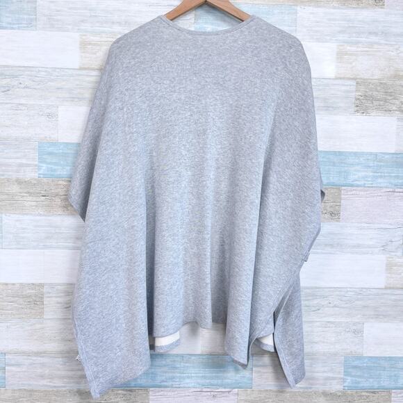 Lilla P Longline Open Front Ruana Sweater Gray Ribbed Knit Womens One Size OS - Picture 4 of 7